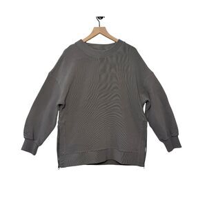 Varley Mae Boyfriend Sweat Charcoal Gray Oversized Sweatshirt Size L